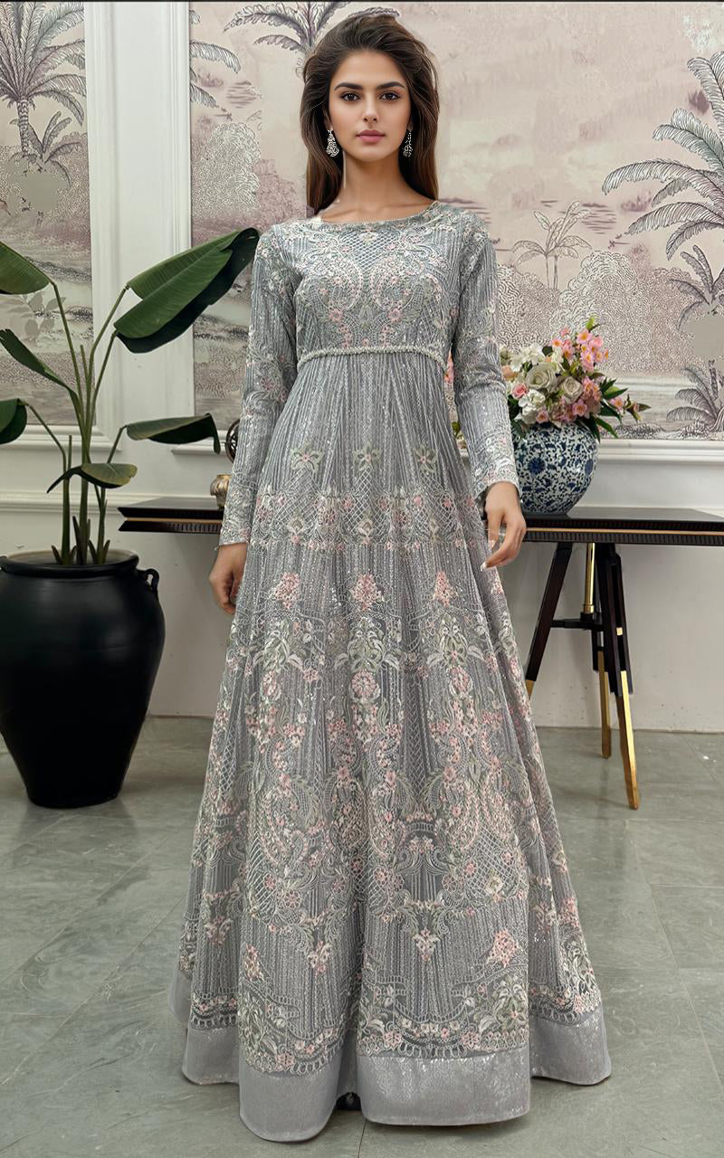 NET EMBROIDERED MAXI Design Code: 9089.1