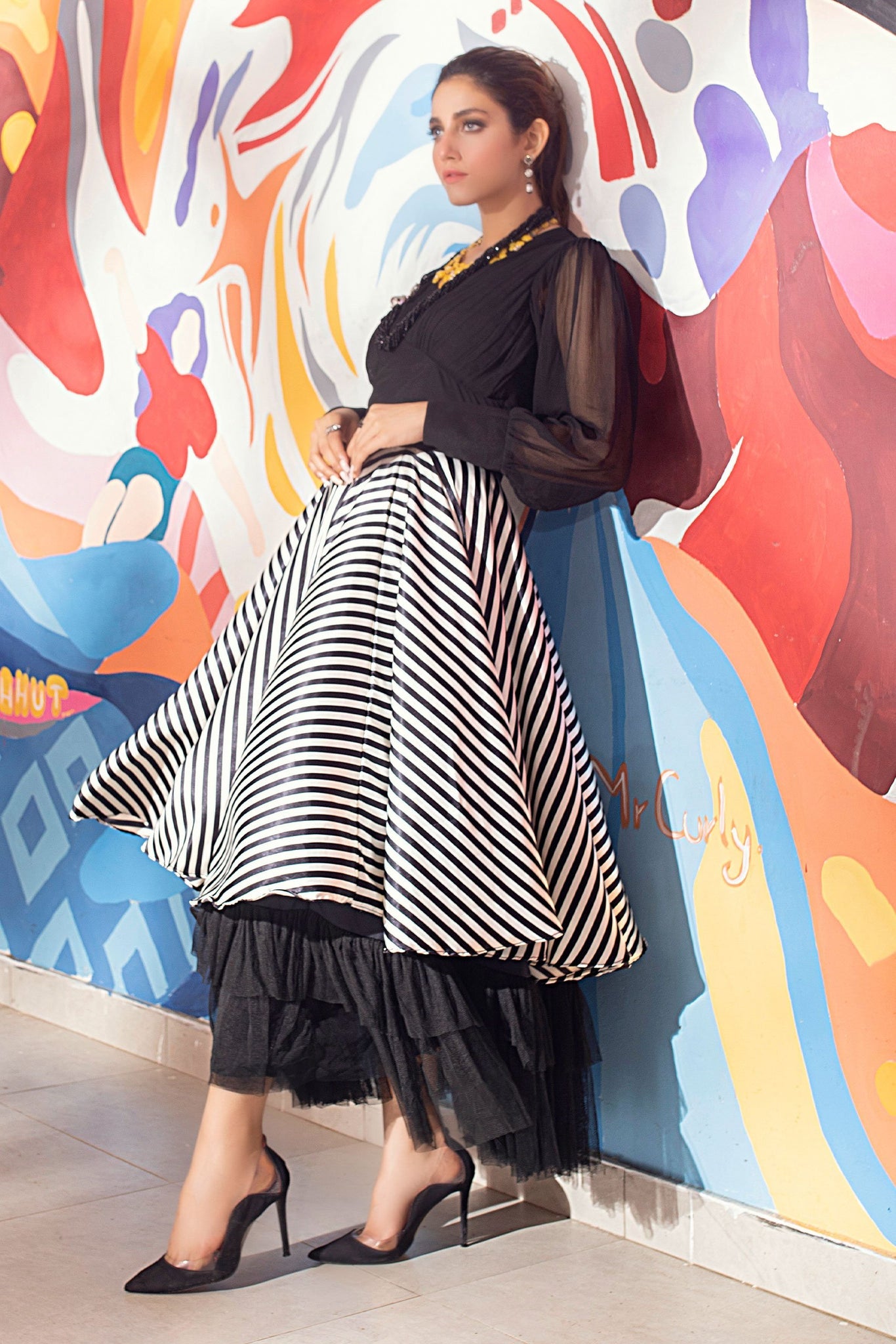 Rigel Black And White Maxi