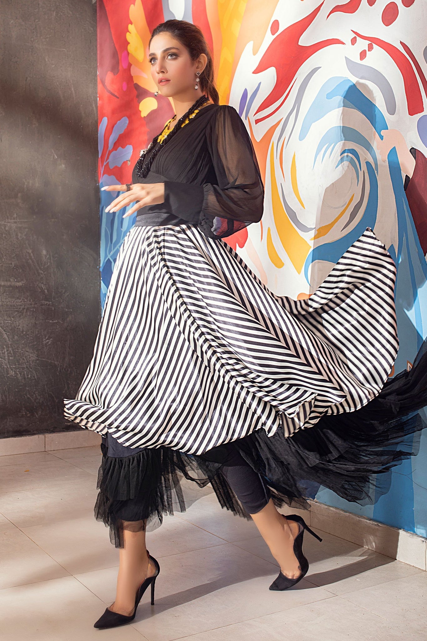 Rigel Black And White Maxi