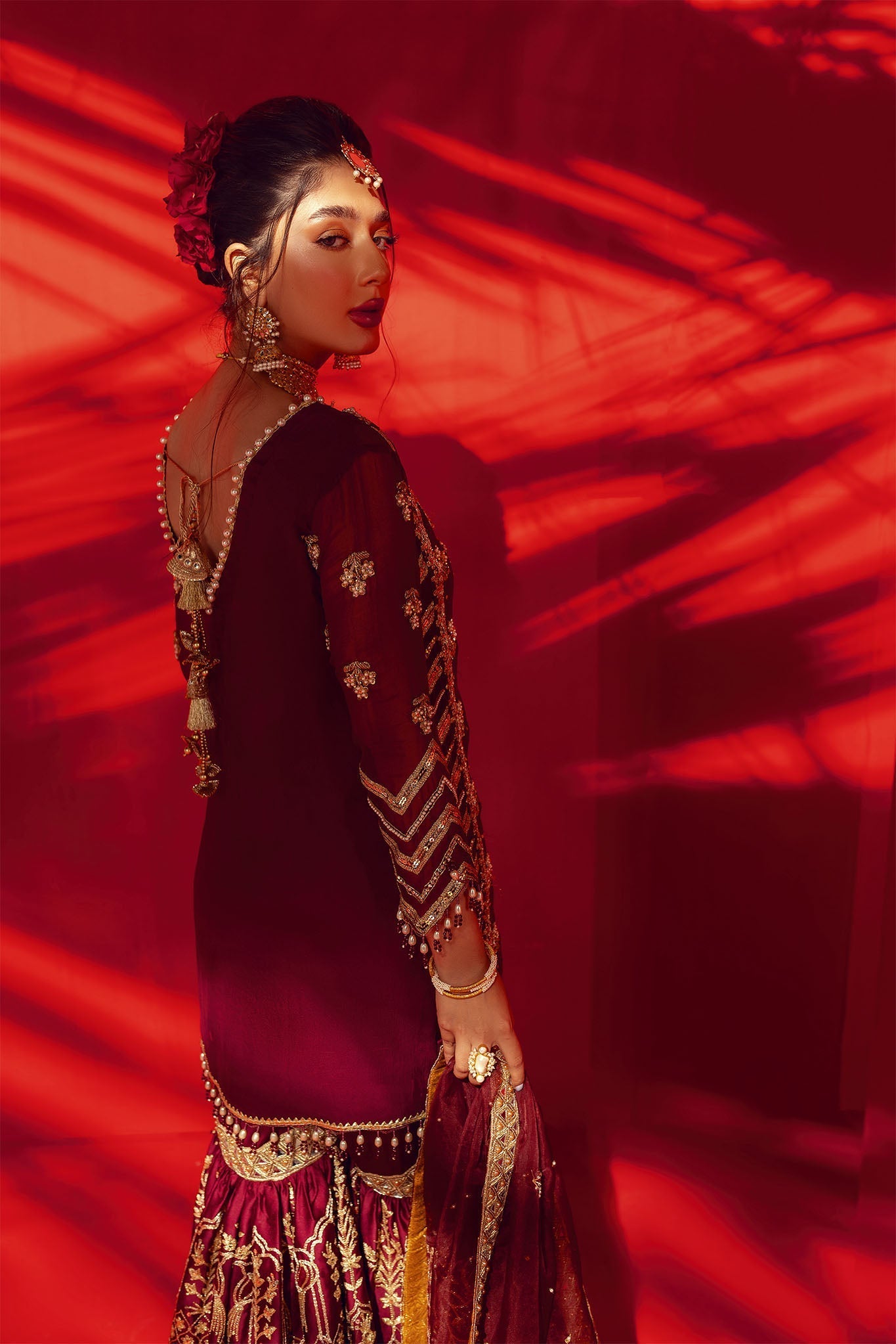 Rose Golden Zardoz And Kora Work Dress