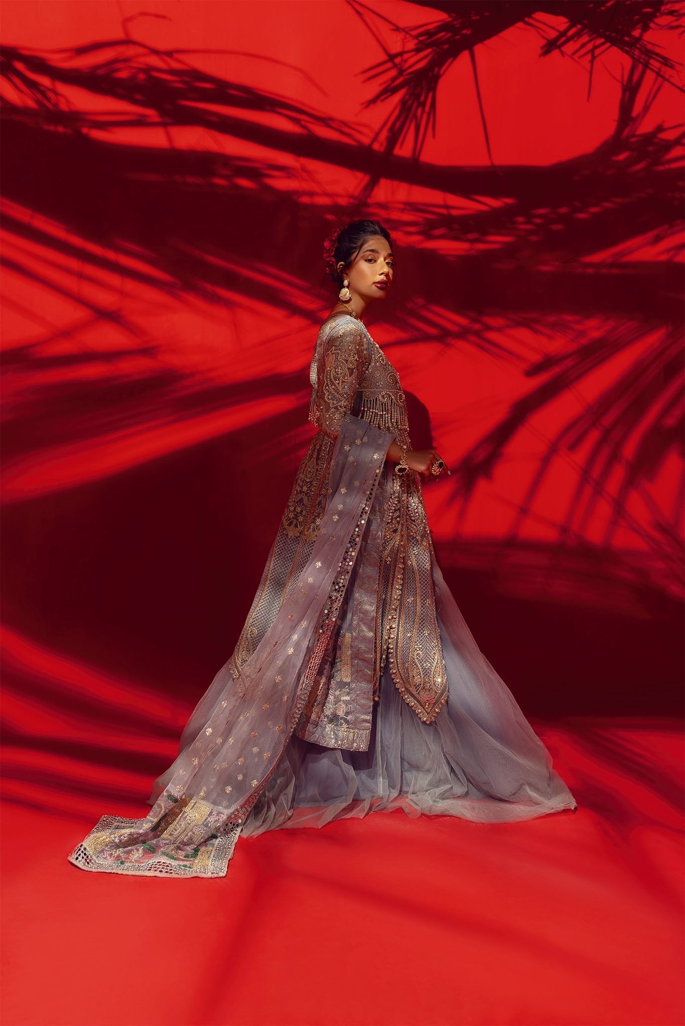 Jasmine Long Coat Dress with Lehenga
