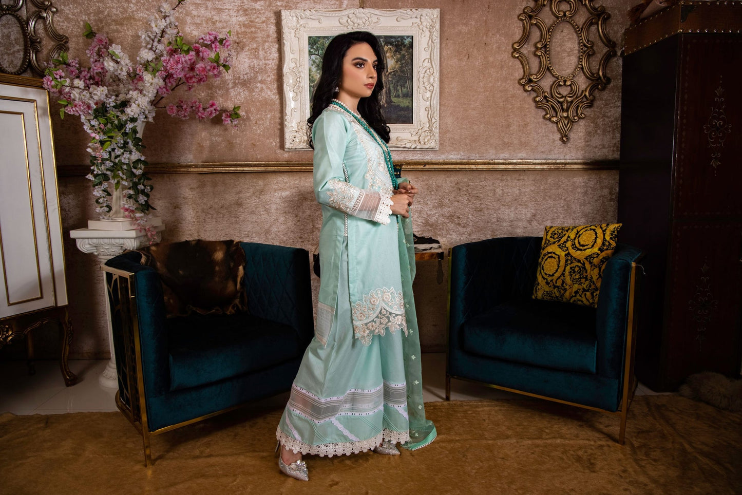 Zamrud Peplum Frock with Organza Embroidered Dupatta
