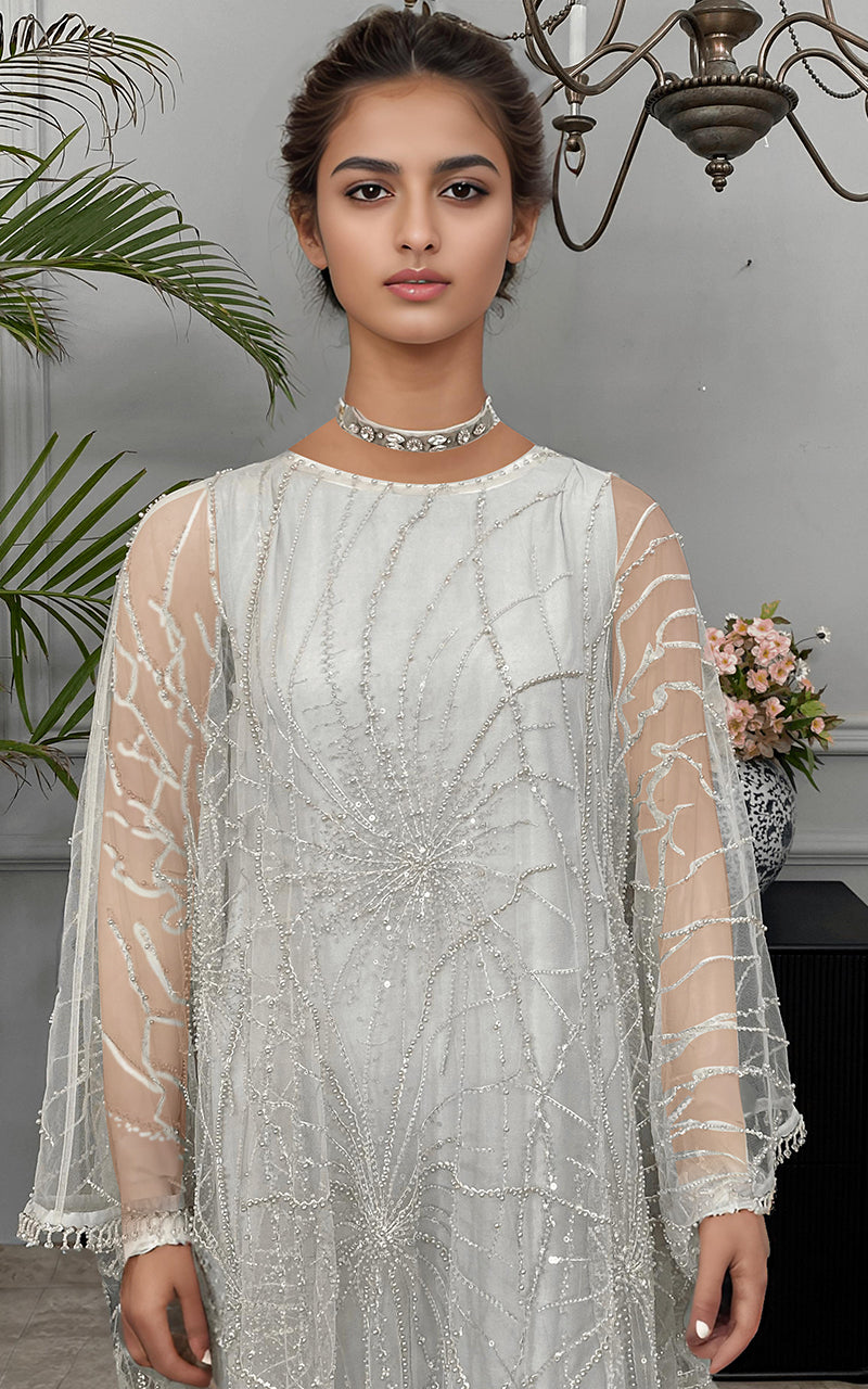 NET EMBROIDERED KAFTAN Design Code: 9161
