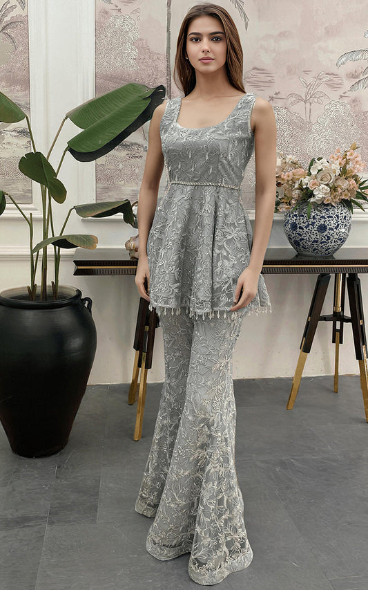 NET EMBROIDERED PEPLUM Design Code: 9045