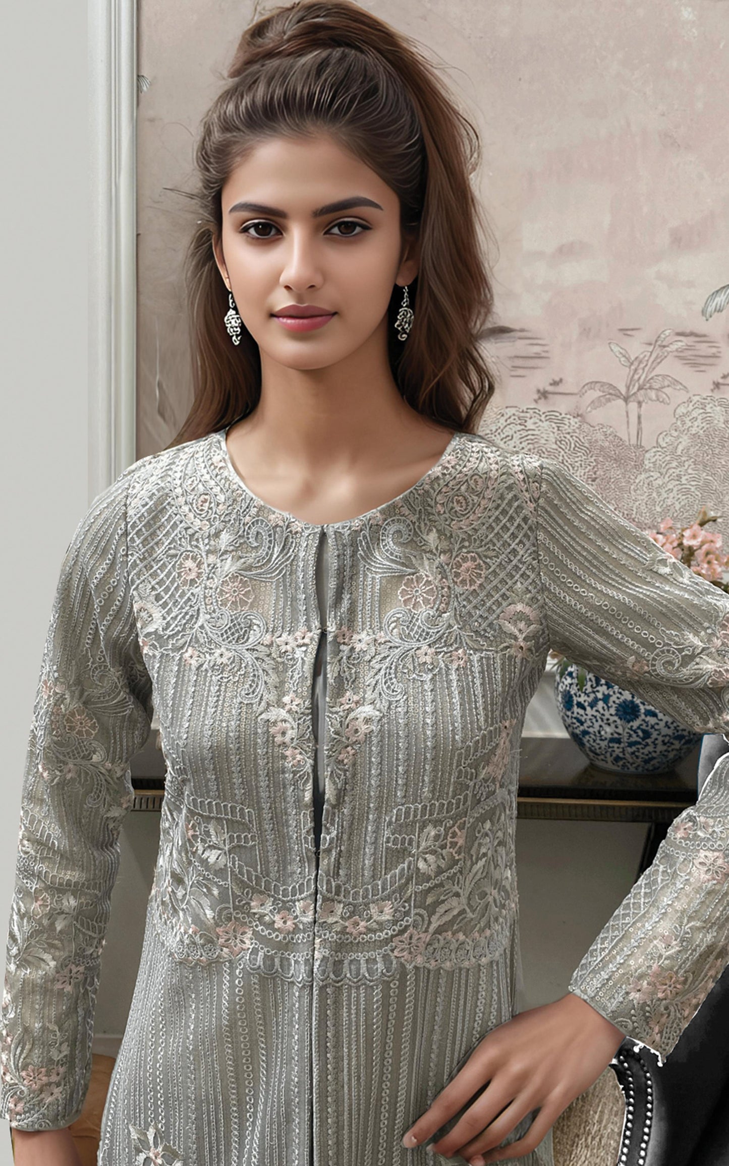 NET EMBROIDERED JACKET Design Code: 9089
