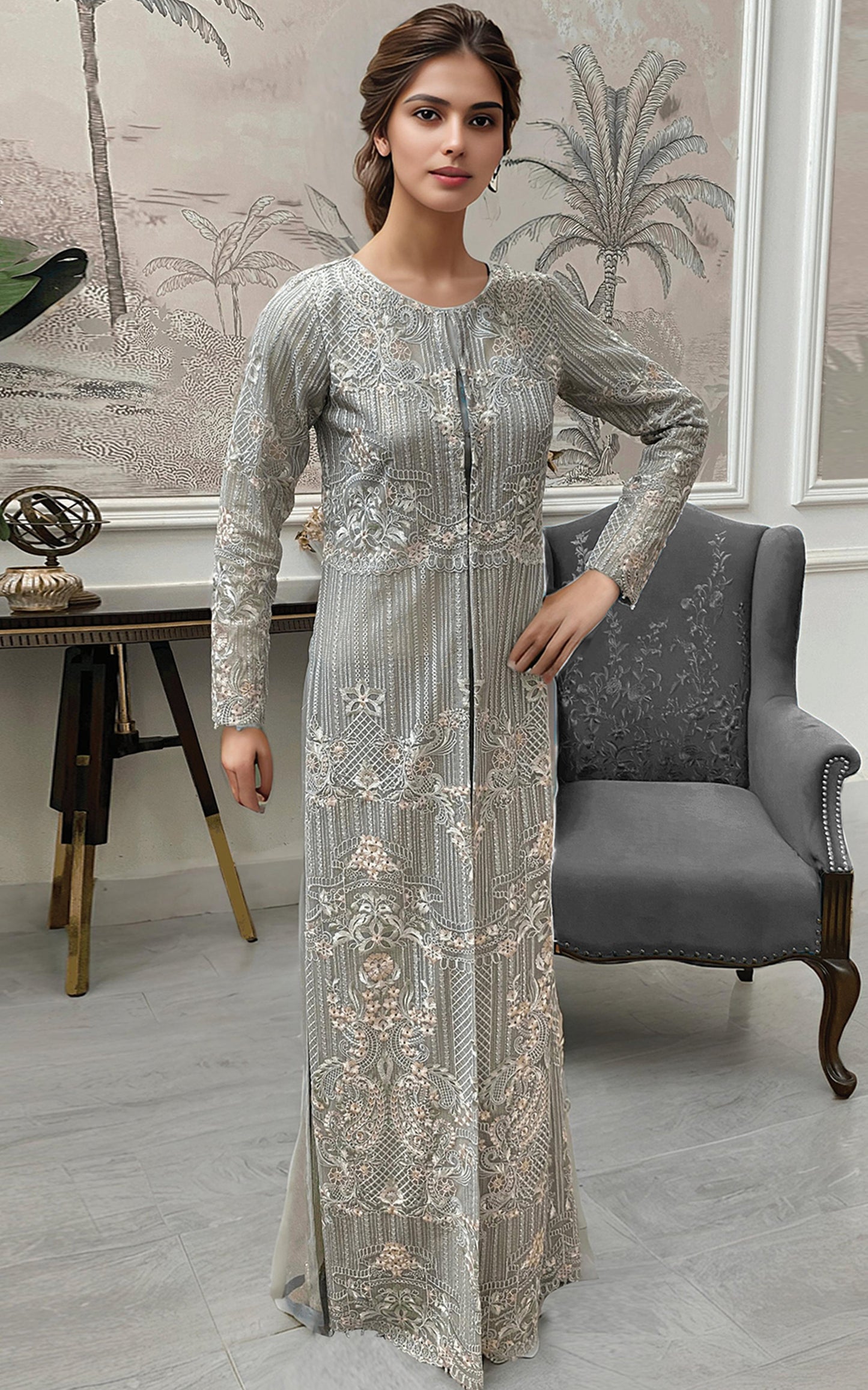 NET EMBROIDERED JACKET Design Code: 9089